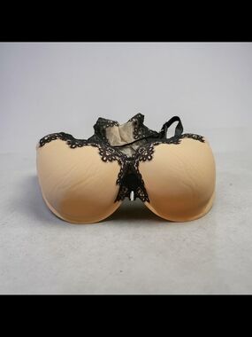 Victoria's Secret Dream Angeles Lined Demi Mesh Bra with Black Lace Trim